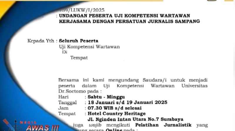 PJS Buat Terobosan Besar Sebagai Asosiasi Wartawan Lokal Yang Memfasilitasi Semua Anggotanya Ikut UKW