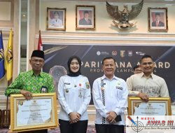 Bupati Lampung Utara Diwakili Staf Ahli Hadiri Penyerahan Piagam Pemenang Paritrana Award Tingkat Provinsi Lampung