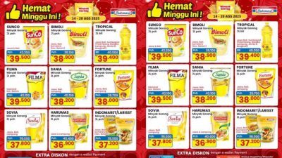 Promo Minyak Goreng Hemat Hari Ini 18-20 Agustus, Filma Rp39.500, Sovia Rp37.800