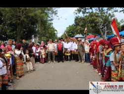 Polres Lampung Barat Laksanakan Pengamanan Pawai Budaya dalam rangka HUT ke-34 Kabupaten Lampung Barat