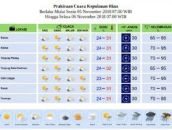 Prakiraan Cuaca BMKG Hang Nadim Batam Hari Ini, Wilayah Kepri Berpotensi Hujan