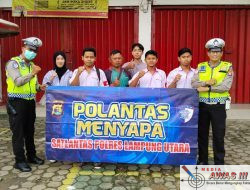 Satlantas Polres Lampung Utara Gelar Polisi Menyapa di Jalan Alamsyah, Edukasi Keselamatan Berlalu Lintas