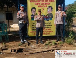 Polsek Tanjung Raja Pasang Banner Larangan Kendaraan Bodong, Edukasi Warga Tingkatkan Kesadaran Hukum