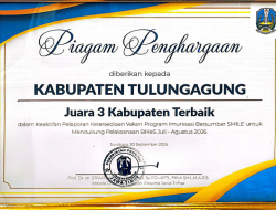 Dinkes Tulungagung Raih Juara 3 Kategori Kabupaten Terbaik Dalam Keaktifan Pelaporan Vaksin